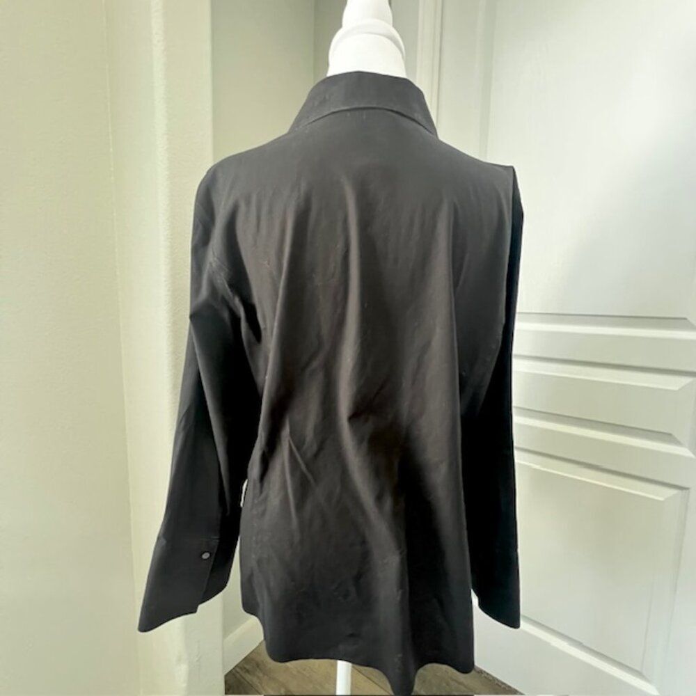Talbots Black Wrinkle Resistant Work Wear Office Top Blouse Cotton Slimming Plus - Picture 4 of 7